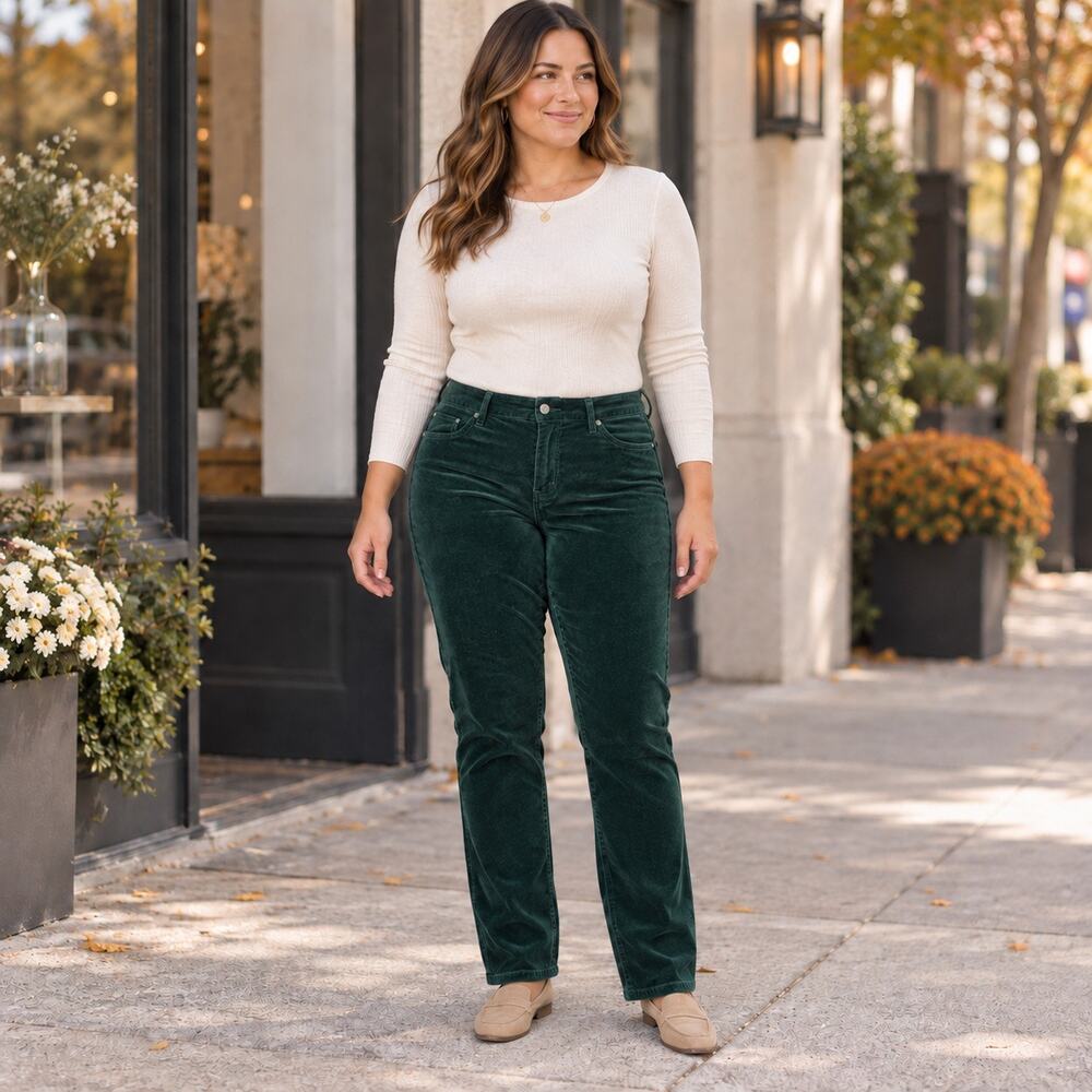 LOFT Emerald Velvet High Rise Skinny Pants 31/12